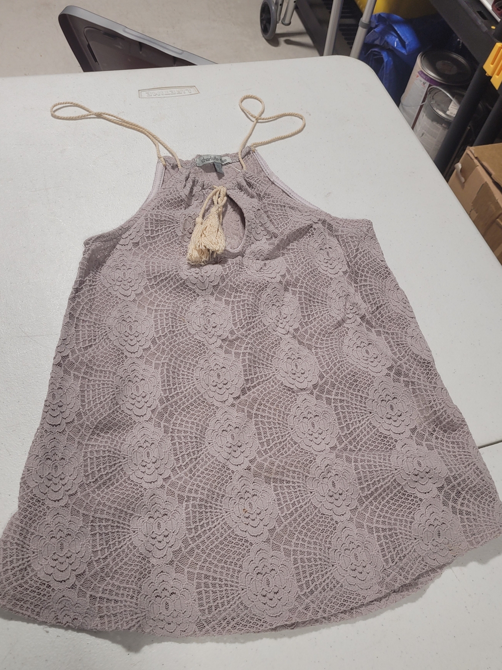 Charlotte Russe Dusty Mauve Crochet Halter Camisole